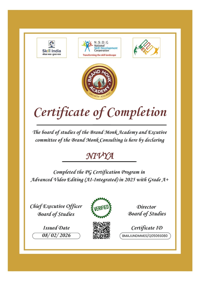 Brand Monk Academy Certificate