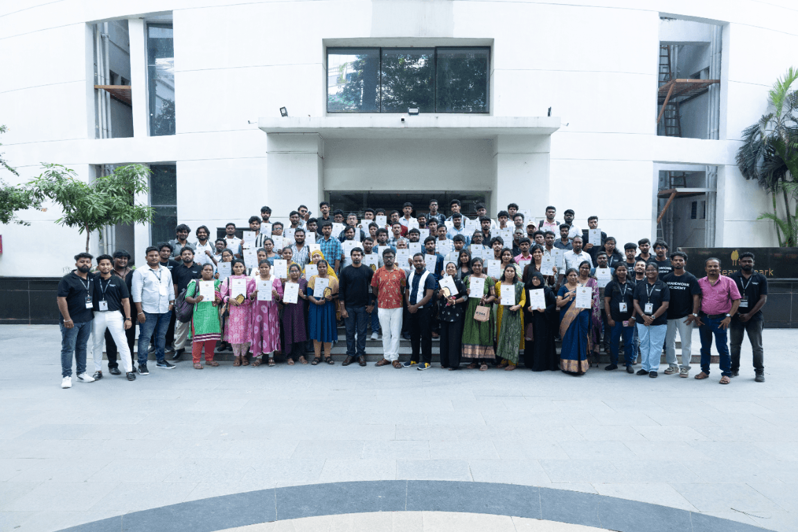 Brand Monk Academy graduates gathered outside their campus
